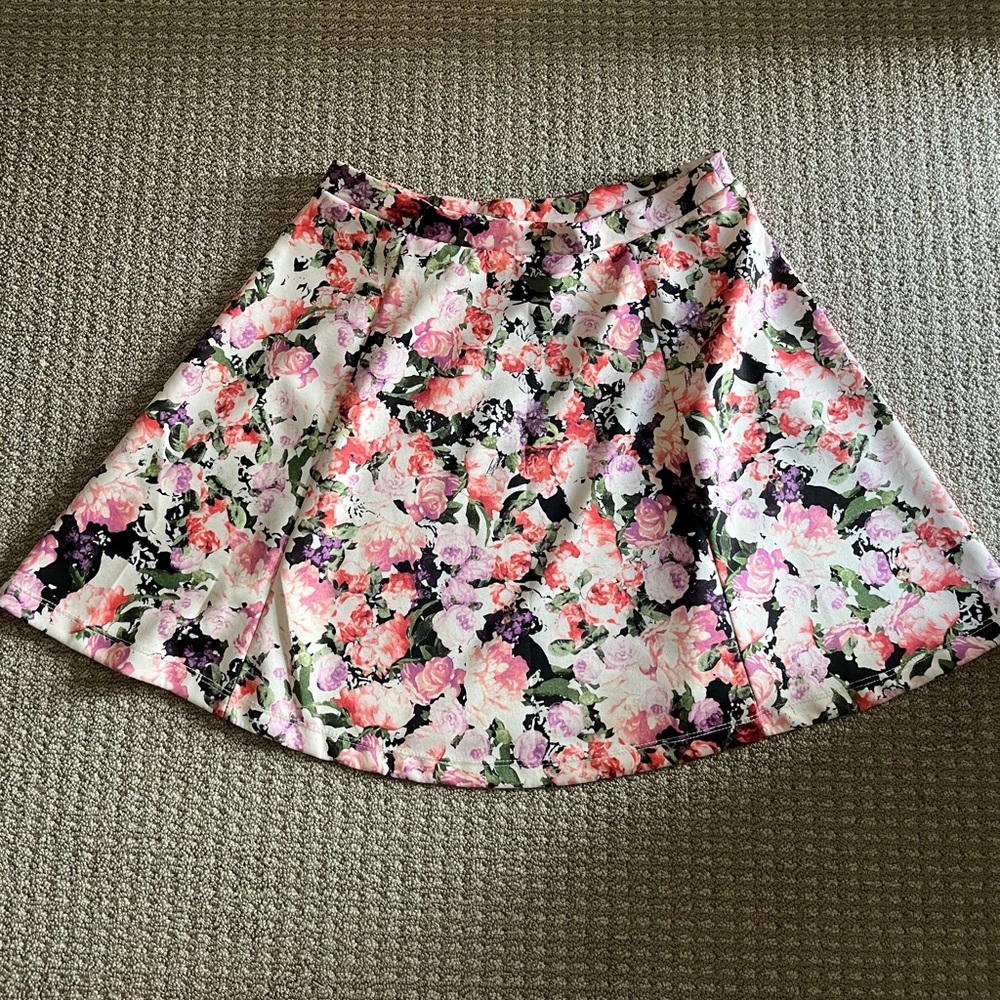 Pink, peach and purple floral skirt